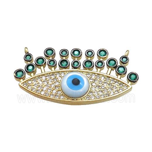 Evil Eye Charms Copper Pendant Pave Zircon 2loops Gold Plated