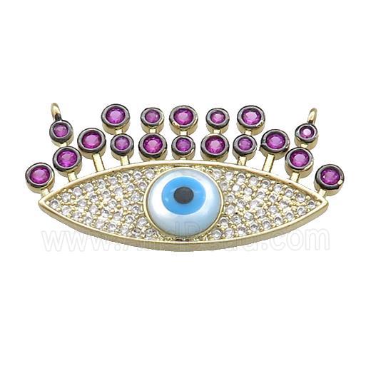 Evil Eye Charms Copper Pendant Pave Zircon 2loops Gold Plated