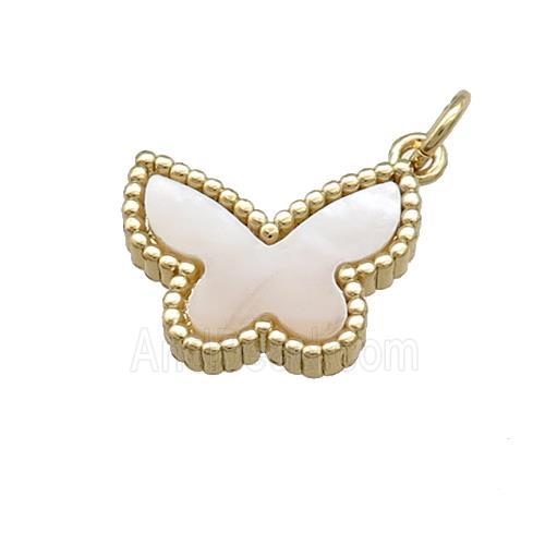Copper Butterfly Pendant Pave Shell Gold Plated