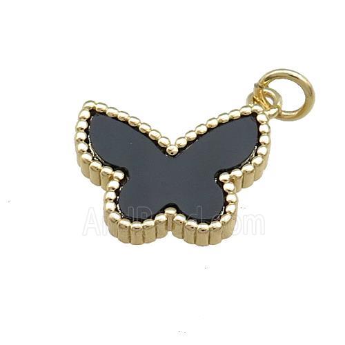 Copper Butterfly Pendant Pave Onyx Gold Plated