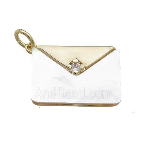 Envelop Charms Copper Pendant Pave Shell Zircon Gold Plated