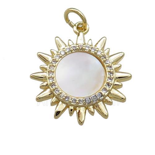 Sun Charms Copper Pendant Pave Shell Zircon Gold Plated