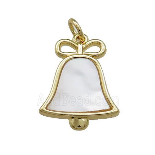 Christmas Bell Charms Copper Pendant Pave Shell Gold Plated