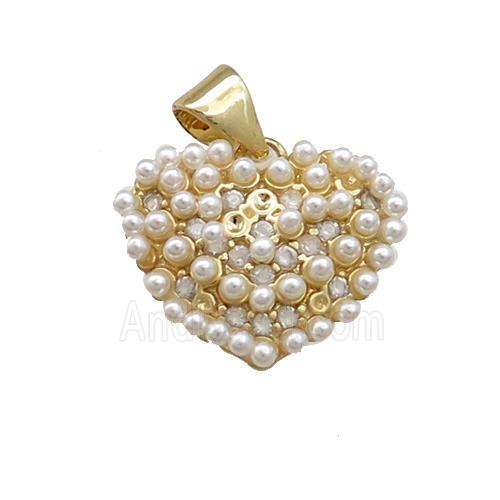 Copper Heart Pendant Pave Pearlized Resin Gold Plated