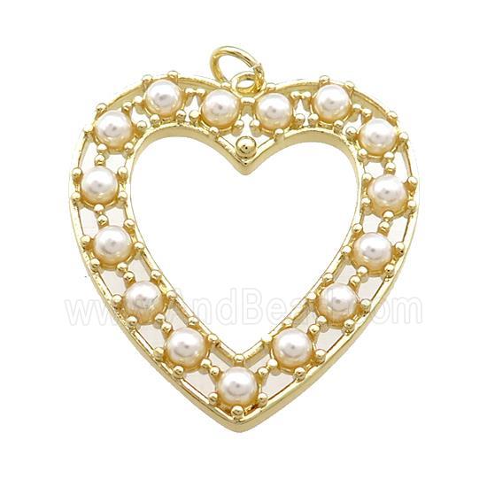 Copper Heart Pendant Pave Pearlized Resin Gold Plated