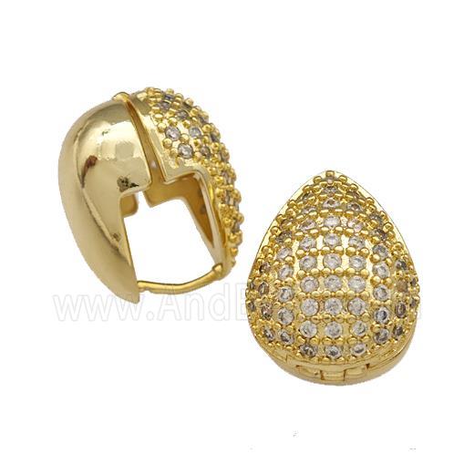 Copper Latchback Earrings Pave Zircon Teardrop Gold Plated