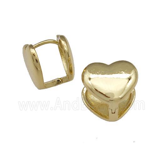 Copper Latchback Earrings Heart Gold Plated