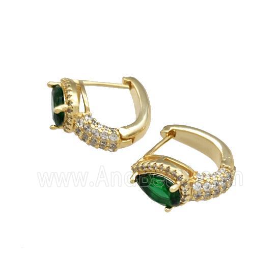 Copper Latchback Earrings Pave Zircon Gold Plated