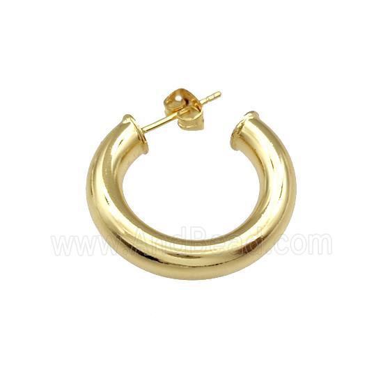 Copper Stud Earrings Circle Hollow Gold Plated