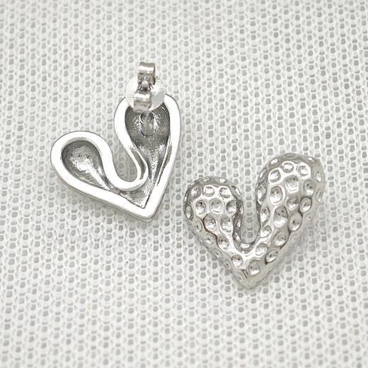 Copper Heart Stud Earrings Platinum Plated