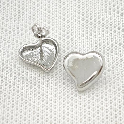 Copper Heart Stud Earrings Platinum Plated