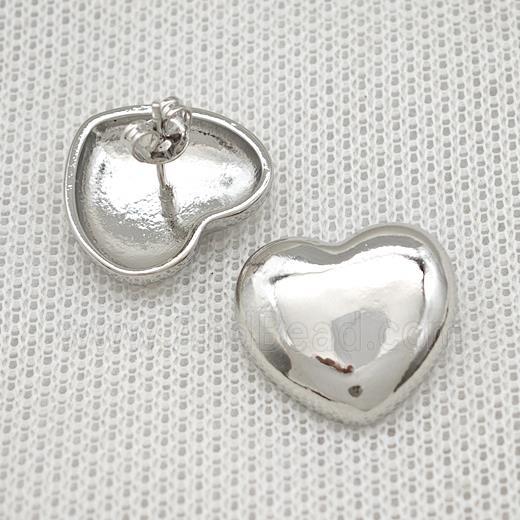 Copper Heart Stud Earrings Platinum Plated