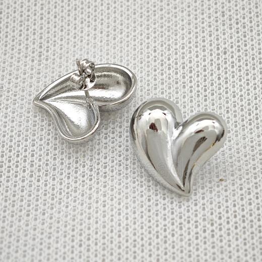 Copper Heart Stud Earrings Platinum Plated