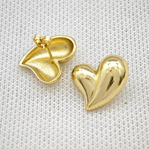 Copper Heart Stud Earrings Gold Plated