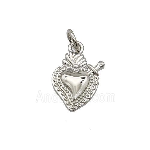 Sacred Heart Charms Copper Pendant Platinum Plated