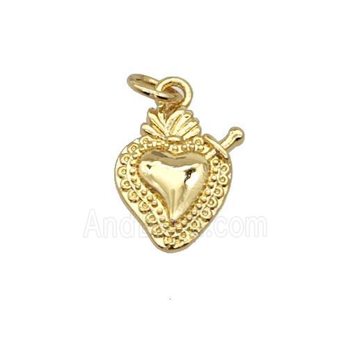 Sacred Heart Charms Copper Pendant Gold Plated