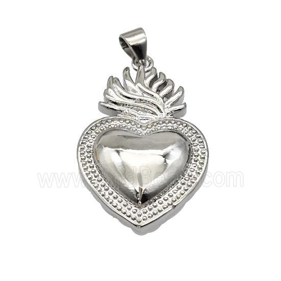 Sacred Heart Charms Copper Pendant Platinum Plated