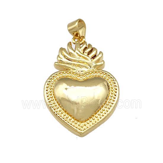 Sacred Heart Charms Copper Pendant Gold Plated
