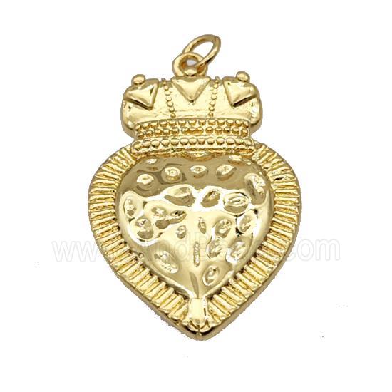 Copper Heart Pendant Crown Gold Plated