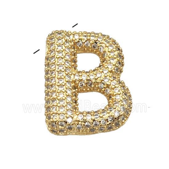 Copper Pendant Micro Pave Zirconia Letter-B Gold Plated
