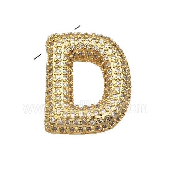 Copper Pendant Pave Zircon Letter-D Gold Plated