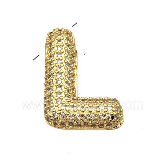 Copper Pendant Pave Zircon Letter-L Gold Plated