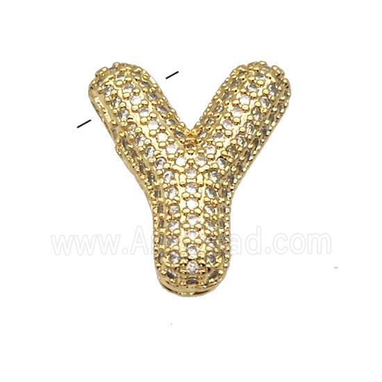 Copper Pendant Pave Zircon Letter-Y Gold Plated