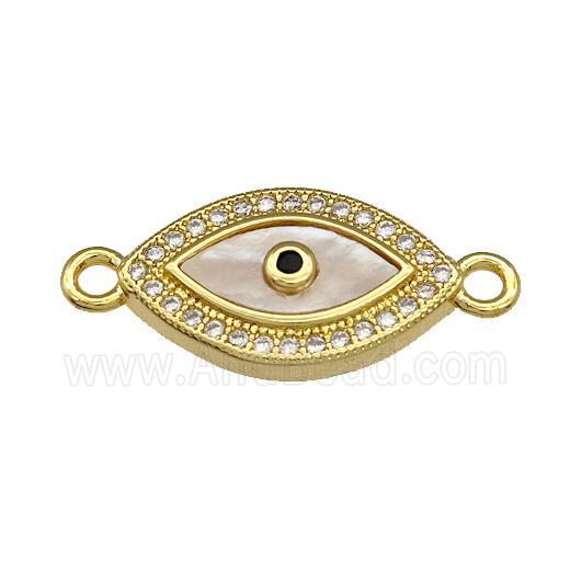 Evil Eye Charms Copper Connector Pave Shell Zirconia 18K Gold Plated