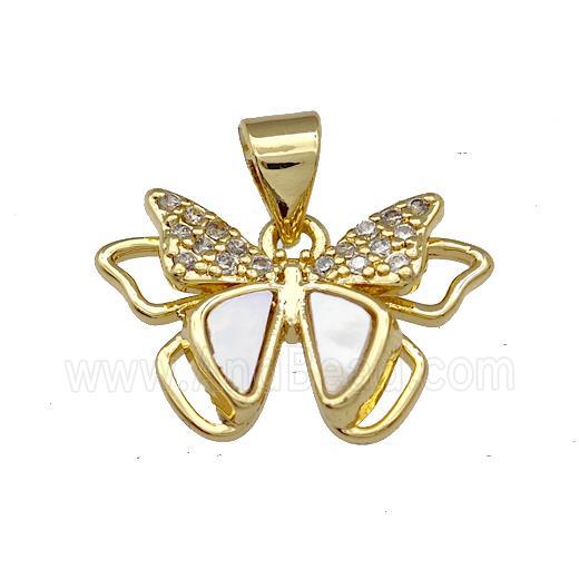 Copper Butterfly Pendant Pave Shell Zirconia 18K Gold Plated