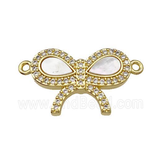 Copper Bowknot Pendant Pave Shell Zirconia 18K Gold Plated