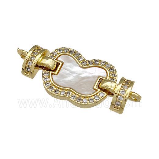 Copper Apple Connector Pave Shell Zirconia 18K Gold Plated
