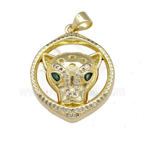 Copper Leopard Pendant Pave Shell Zirconia 18K Gold Plated