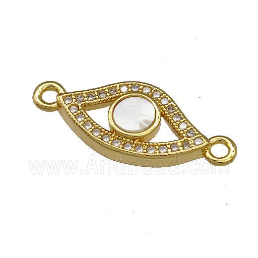 Copper Lips Connector Pave Shell Zirconia 18K Gold Plated