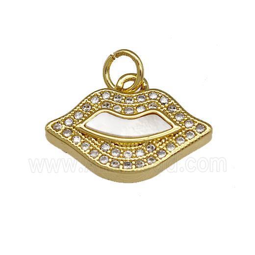 Copper Lips Pendant Pave Shell Zirconia 18K Gold Plated