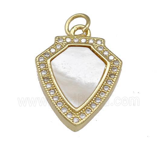 Copper Shield Pendant Pave Shell Zirconia 18K Gold Plated