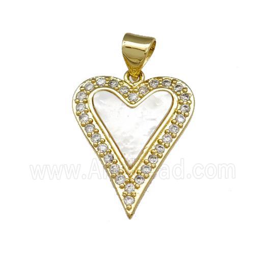 Copper Heart Pendant Pave Shell Zirconia 18K Gold Plated