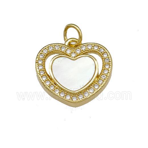Copper Heart Pendant Pave Shell Zirconia 18K Gold Plated