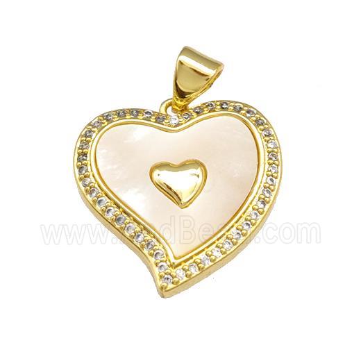 Copper Heart Pendant Pave Shell Zirconia 18K Gold Plated