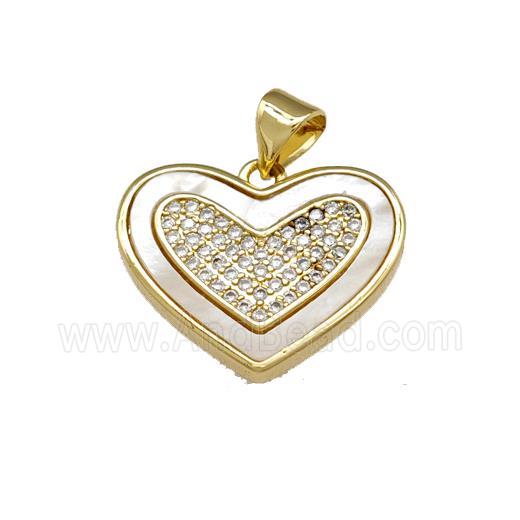 Copper Heart Pendant Pave Shell Zirconia 18K Gold Plated