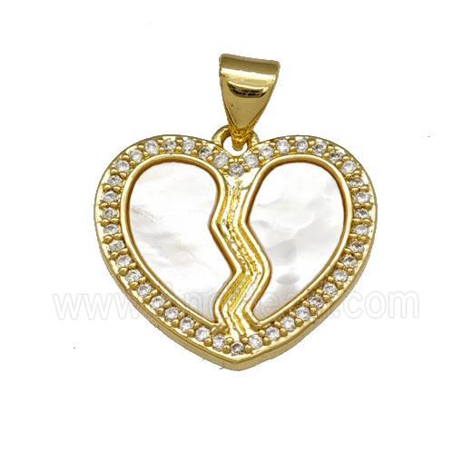 Copper Heart Pendant Pave Shell Zirconia 18K Gold Plated