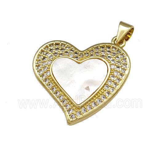 Copper Heart Pendant Pave Shell Zirconia 18K Gold Plated