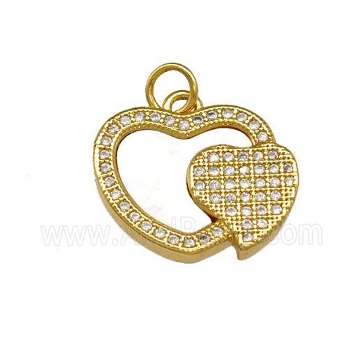 Copper Heart Pendant Pave Shell Zirconia 18K Gold Plated