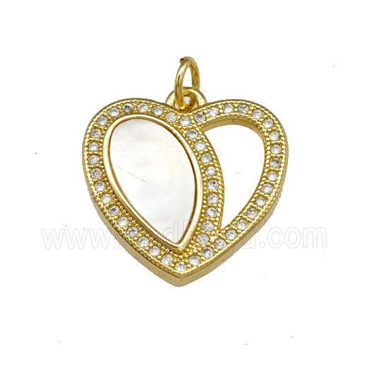 Copper Heart Pendant Pave Shell Zirconia 18K Gold Plated