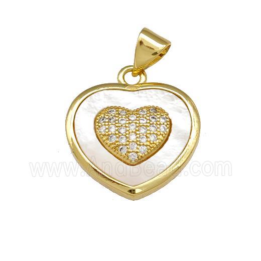 Copper Heart Pendant Pave Shell Zirconia 18K Gold Plated