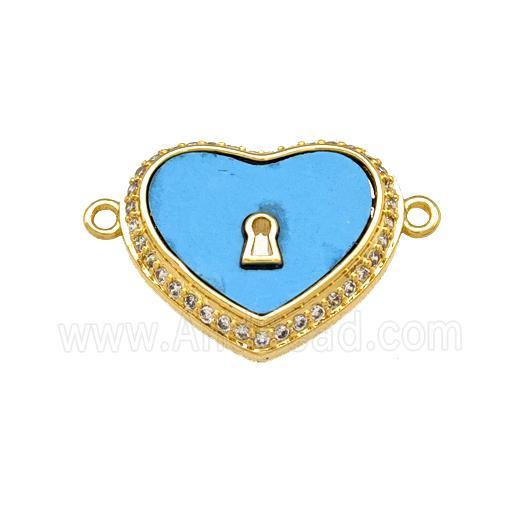 Copper Heart Connector Pave Shell Zirconia 18K Gold Plated