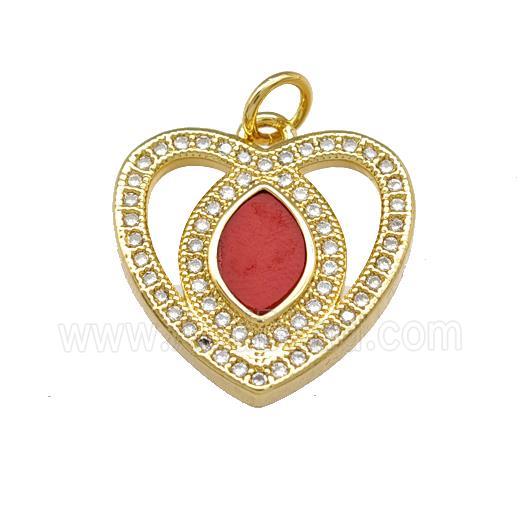 Copper Heart Pendant Pave Shell Zirconia 18K Gold Plated