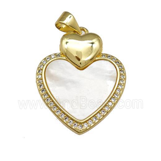Copper Heart Pendant Pave Shell Zirconia 18K Gold Plated
