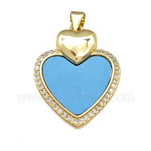 Copper Heart Pendant Pave Shell Zirconia 18K Gold Plated