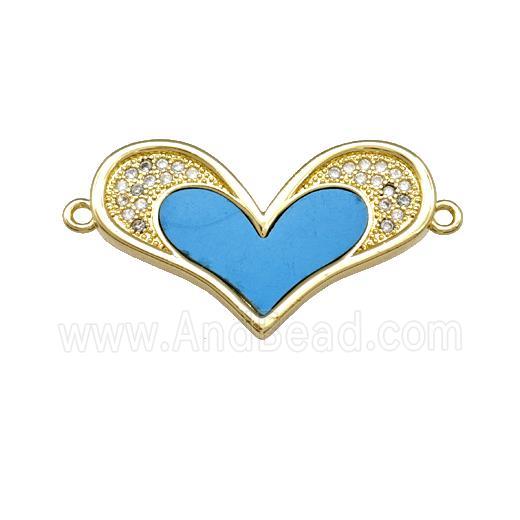 Copper Heart Connector Pave Shell Zirconia 18K Gold Plated