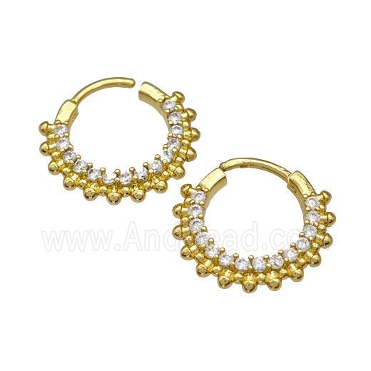 Copper Hoop Earrings Micro Pave Zirconia Gold Plated